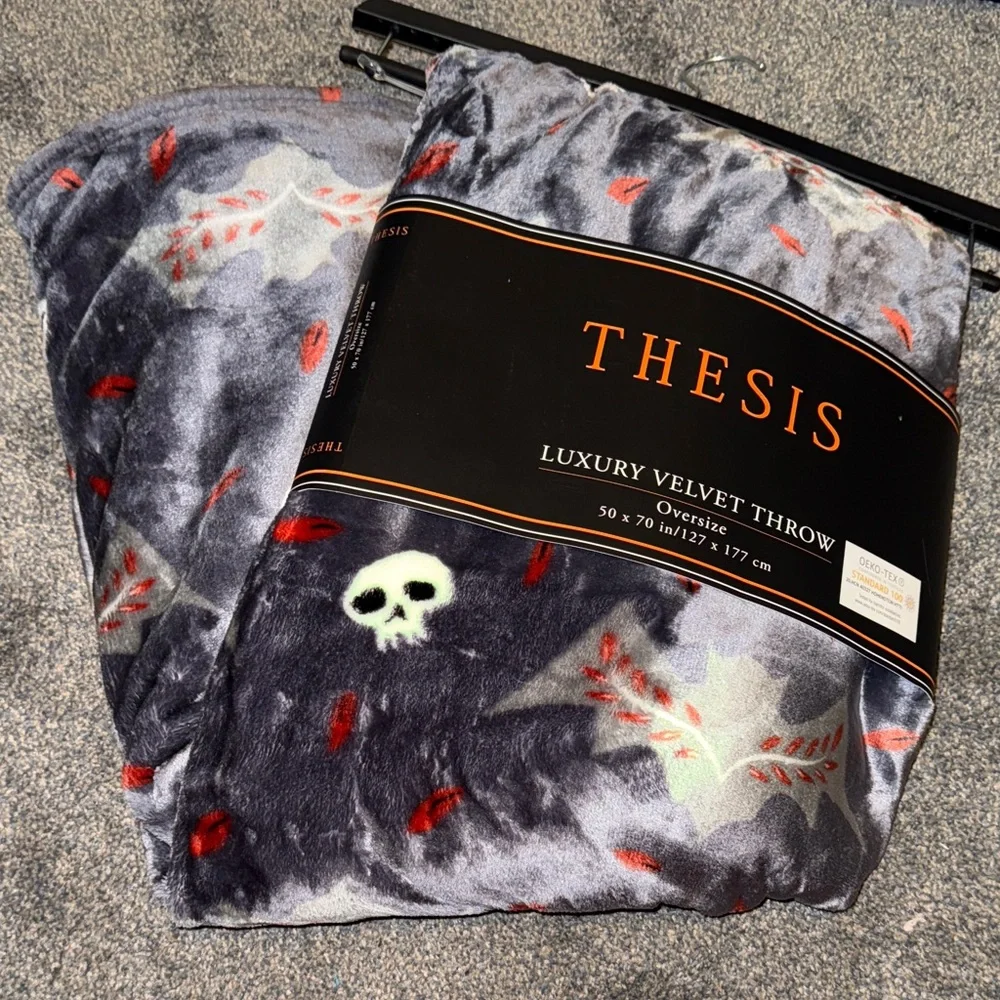 Thesis Luxury Velvet Throw Blanket - Gray and Orange